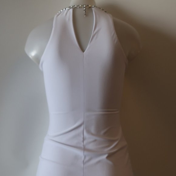 WOMENS CHRISTINA MAKOWSKY WHITE SILVER-TONED JEWELED NECK TOP XS * - Picture 7 of 16